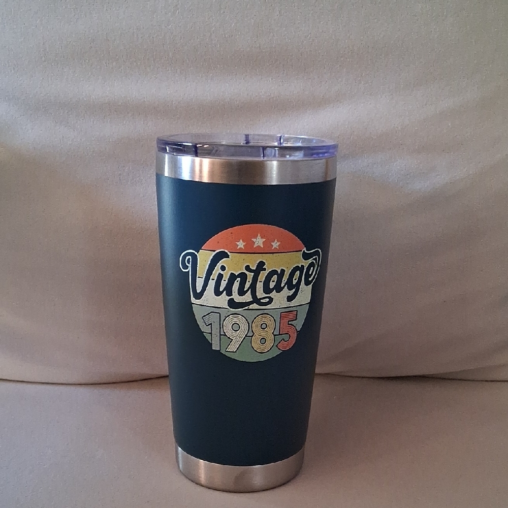 Vintage 1985 Blue Stainless Steel Tumbler